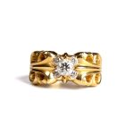 Chrome Hearts 22K Gold Double Floral Ring With 5 Diamonds