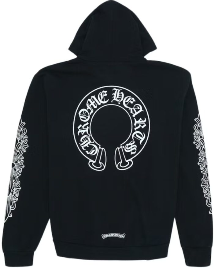 Chrome Hearts Horse Shoe Floral Hoodie Black