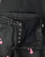 Chrome Hearts Fleur Knee Leather Cross Patch Pants